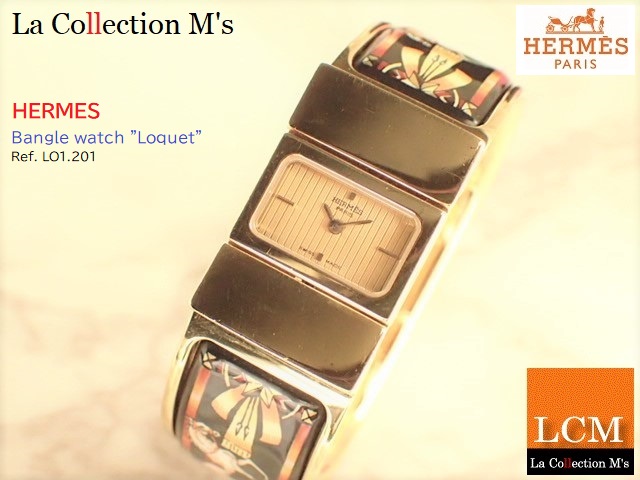 <br>HERMES エルメス/ロケ・バングルウォッチクォーツ/七宝焼/LO1.201/108****/レディース時計/ABランク/89腕時計