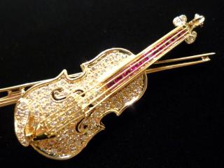 K18ブローチ・ヴァイオリン
